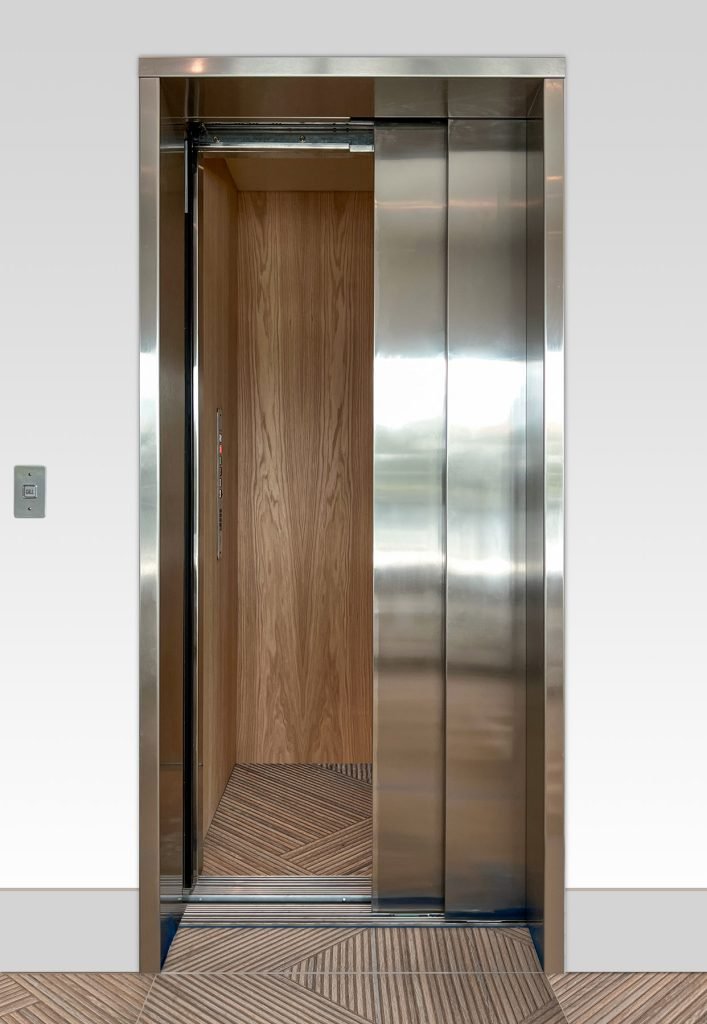 residential elevator with 2-Speed, automatic, Stainless Steel Doors