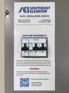 Home elevator integrated disconnect
