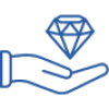 Icon of a hand holding a diamond